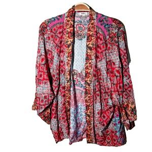 Mahila Anthropologie‎ Flora Print Kimono Cardigan Blouse Open Front Women OS